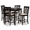 Baxton Studio Nicolette Modern and Contemporary Sand Fabric and Dark Brown Finished Wood 5-Piece Pub Set 179-11422-9776-Zoro - alternate 7